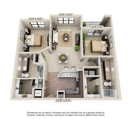 2 bed 2 bath Floor Plan B2 Venice - Millenia 700 2 bed 2 bath Floor Plan B2 Venice - Millenia 700